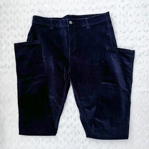 LONG TALL SALLY Navy Blue Faux Velvet Slim Pants